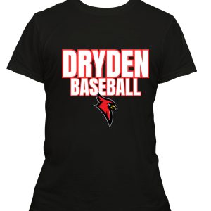 Dryden Cardinals Black T-Shirt Dryden Baseball Design