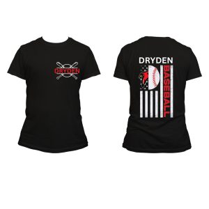 Dryden Cardinals Black T-Shirt Double-Sided Design